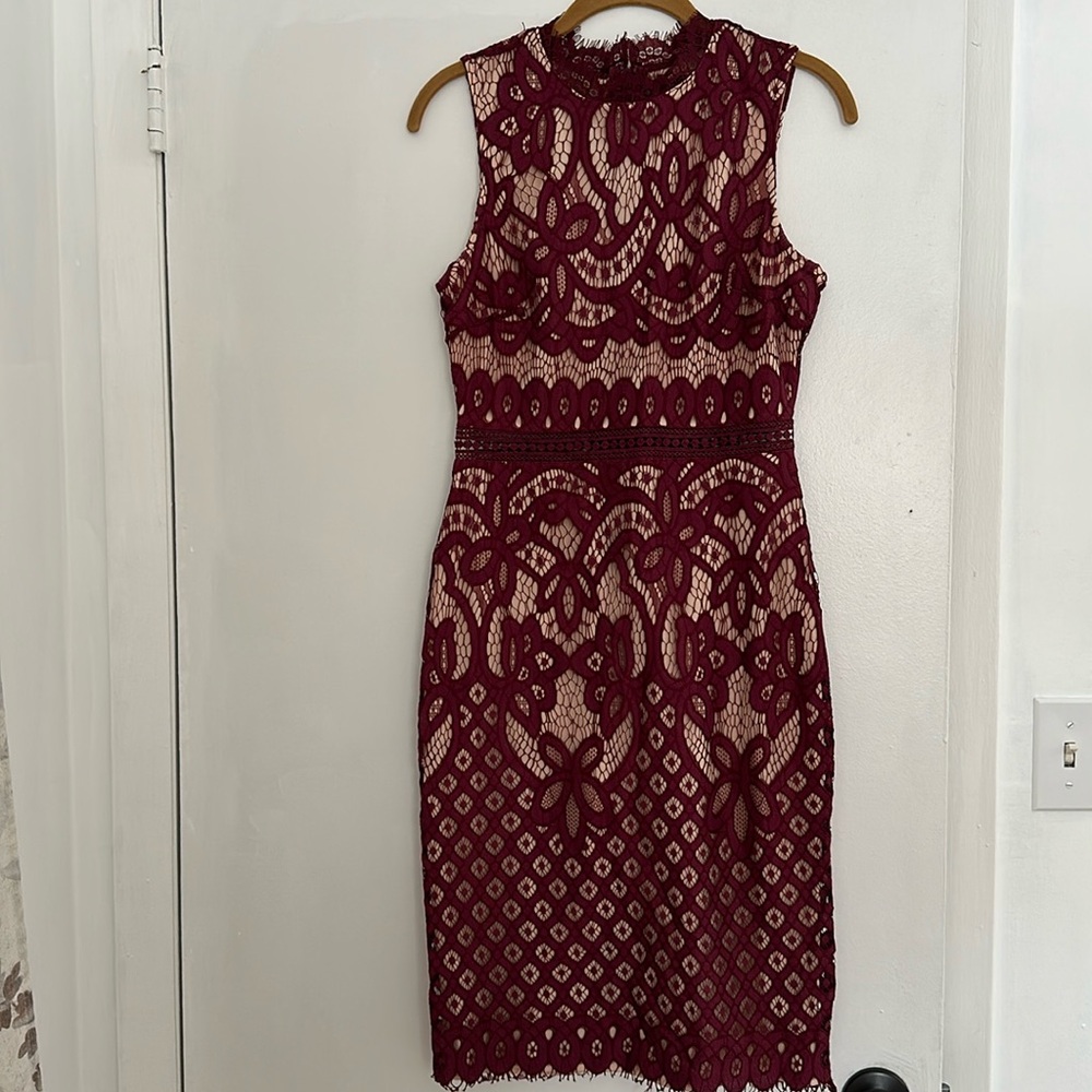 Purple and nude sleeveless dress
